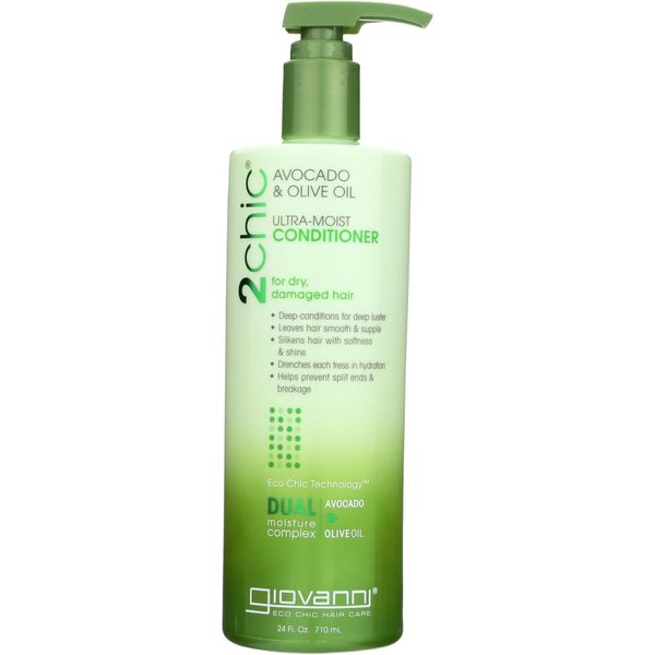 Giovanni Cosmetics 2chic Ultra Moist Avocado and Olive Oil Conditioner, 24 oz (Pack of 4)
