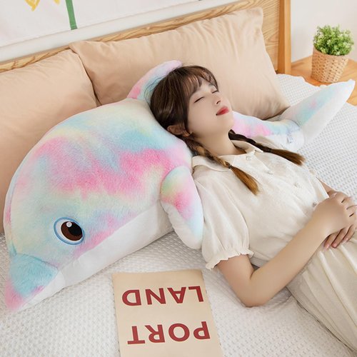LVPU Dolphin Stuffed Animals Plush Pillow Super Soft Sea Animal Plush Toys Dolls, Stuffed Animal, Plush Toy, Gifts for Kids, Sea Critters（Pinkish Yellow-19.2 Inches
