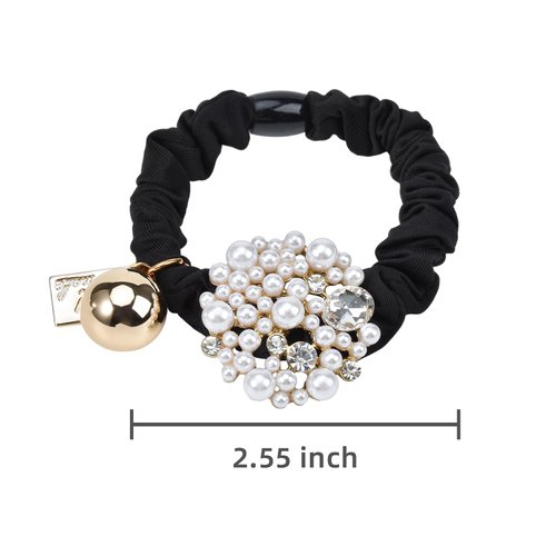 Yonchic 5-Piece Pearl Elastic Hair Ties, Luxury Designed Style Scrunchies Ladies Long Lasting Braids Ponytail Holders, Multicolor Hair Tie Fashion Rubber Bands Hair Accessories For Girls