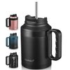 CIVAGO 50 oz Insulated Tumbler Mug with Lid and Straw, Vacuum Travel Coffee Mug with Handle, Double Wall Stainless Steel Water Cup Bottle, Black