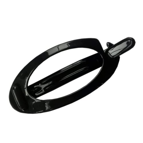 Parcelona French Small Plain Oval Black Ponytail Holder No Metal Hair Clip Barrette