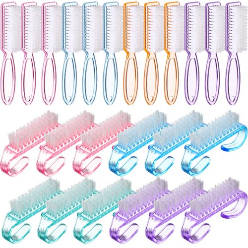 Patelai 24 Pcs Handle Grip Nail Brush Colorful Nail Scrubber Cleaner Fingernail Brushes Hand Toes Scrub Cleaning Brushes Pedicure Scrubbing Tool for Men and Women, Multicolor Brush