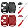 Key Fob Shell Case Replacement for Honda Accord Crosstour Civic Odyssey Fit CR-V CR-Z Key Fob Cover with Screwdriver (Black+Red)