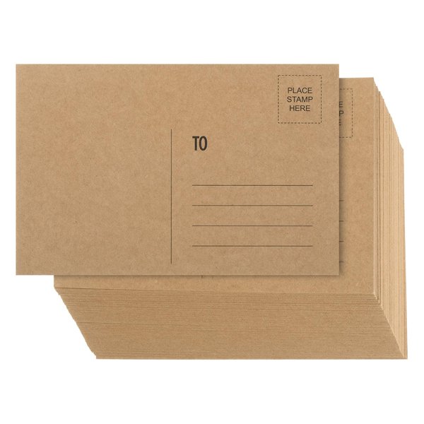 PATIKIL 300 Pack Blank Postcards for Mailing, 4 x 6" Double Sides Blank Paper Postcards Bulk 250gsm with Address Lines for DIY Printable Postcards, Painting and Watercolor Art, Brown