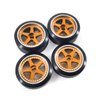 Abendor 4Pcs Rc Drift Wheels and Drift Tires for 1/28 Wltoys K969 K989 P929, Alloy Rc Drift Car Wheels with Hard Rubber Tires for 1/28 Kyosho Mini-Z Mini-Q HGD1 HGV1(Gold)