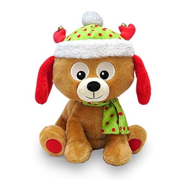 Cuddle Barn | Round and Round Walter 10" Animated Christmas Stuffed Animal Plush Toy | Fun Puppy Dog Dances in a Circle | Plays Jingle Bell Rock