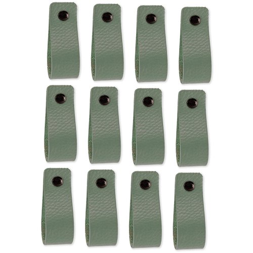 Brute Strength - Leather Drawer Pulls - Pale Green - 12 pcs - 6-1/2 x 1 ’’ - Leather Handle - Leather Dresser Pulls - Cabinet knobs Dresser knobs - Dresser Handles