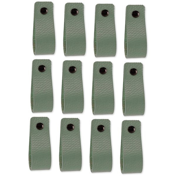 Brute Strength - Leather Drawer Pulls - Pale Green - 12 pcs - 6-1/2 x 1 ’’ - Leather Handle - Leather Dresser Pulls - Cabinet knobs Dresser knobs - Dresser Handles