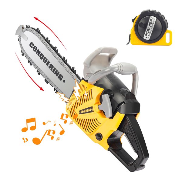 Zcpotizi Chainsaw Toy for Kids Power Tool Set with Realistic Sound, Pretend Play Toys Gifts for Outdoor Grardening Play for Boys Girls Ages 3 4 5 6 7 8 Years Olds