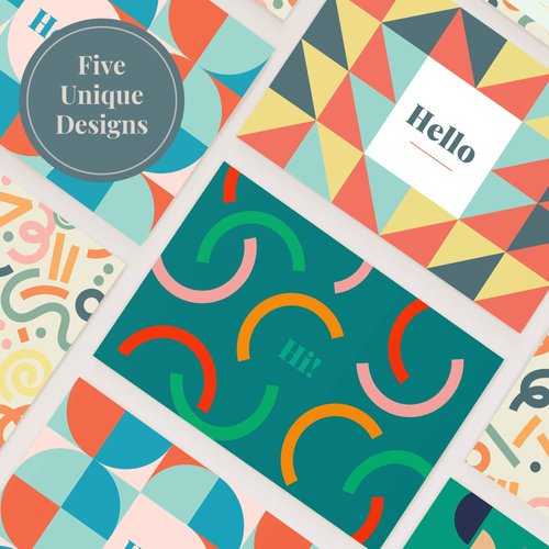 Rileys All Occasion Greeting Cards with Envelopes | 50-Count, 5 Colorful Designs, Blank Note Cards, Perfect for Business, Thank You, Gift Cards, Graduation, Baby Shower