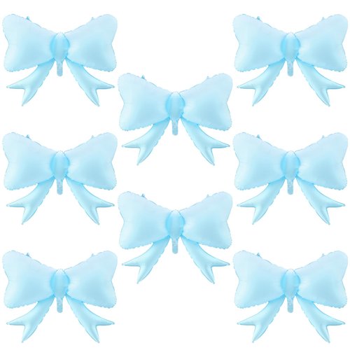 Hungdao 8 Pcs Bow Balloon Bow Theme Birthday Party Decoration Latex Bow Balloon Baby Shower Girl Party Supplies Macaron Coquette Cute Supplies Wedding Bridal Shower Decoration (Blue)