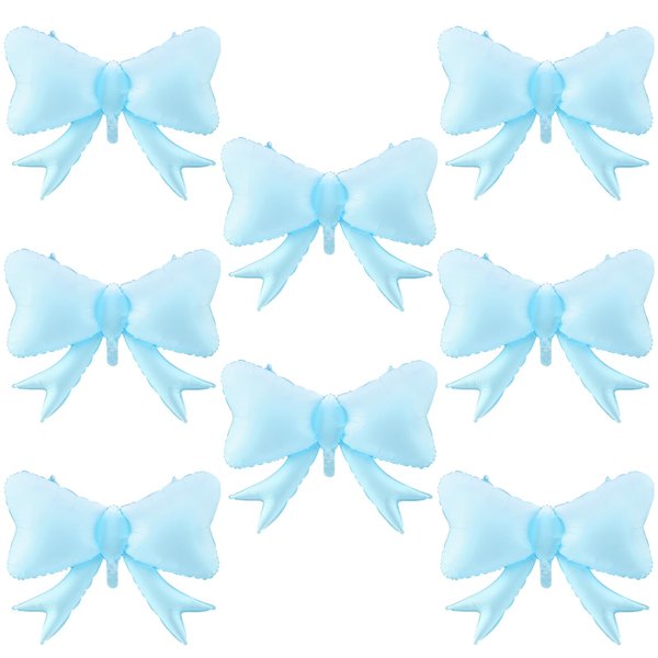 Hungdao 8 Pcs Bow Balloon Bow Theme Birthday Party Decoration Latex Bow Balloon Baby Shower Girl Party Supplies Macaron Coquette Cute Supplies Wedding Bridal Shower Decoration (Blue)