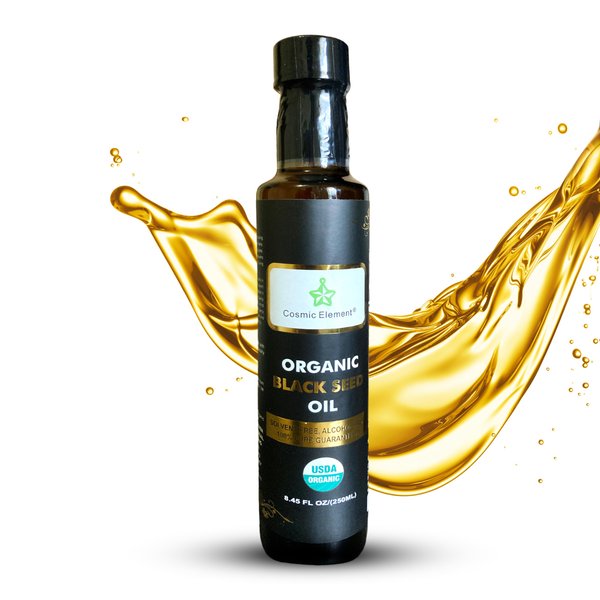 USDA Organic Black Seed Oil 8.4 Fl Oz Certified 100% Virgin, Cold Pressed, Glass Bottle, Omega 3 6 9 - Nigella Sativa Black Cumin - Antioxidant for Immune Support, Joints, Digestion, Hair & Skin