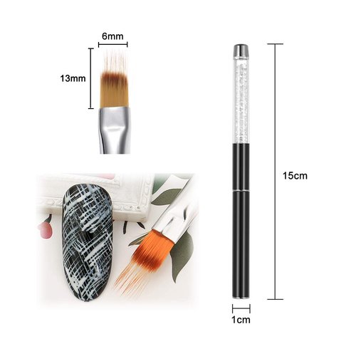 LWBTOSEE 2pcs Ombre Nail Brush for Nail Art Gradient Painting Rhinestone Handle Drawing UV Gel Pen Manicure Nail Art Brush Tool (Black&White)