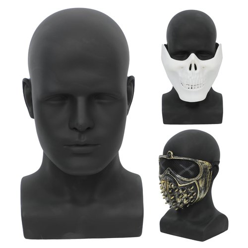 Male Mannequin Head Professional PVC Manikin Head for Display Wigs Hats Headphone Mask Sunglasses Scarf Jewelry Display Stand (Black)