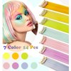 IAMERUI 8 PCS Blue Red Hair Extensions Clip in, Colored Party Highlights Extension for Kids Girls Synthetic Hairpiece Straight 21 inch (Blue Red)