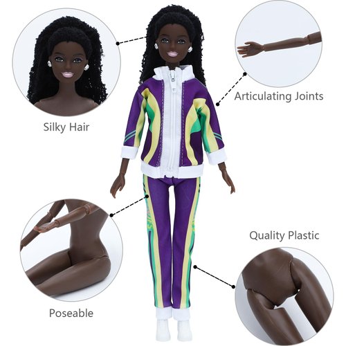ONEST 2 Sets 11.5 Inch African American Dolls Include 2 Pieces Black Girl Doll and Black Boy Doll, 2 Pieces Handmade Doll Clothes, 2 Pairs of Doll Shoes