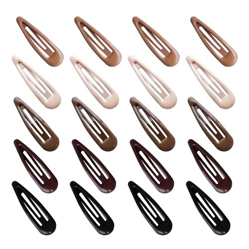 Cptots Metal Snap Hair Clips Water Drop No Slip Hair Barrettes for Women Small Hair Clips For Thick And Thin Fine Hair,Black Brown Beige,1.97 x 0.5 Inches,20 PCS
