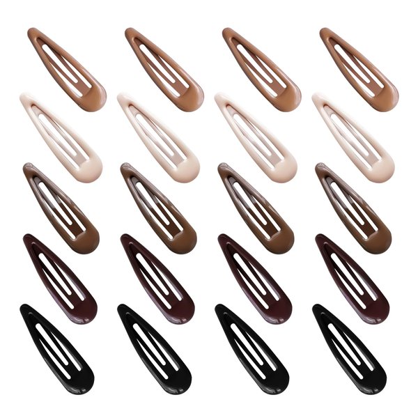 Cptots Metal Snap Hair Clips Water Drop No Slip Hair Barrettes for Women Small Hair Clips For Thick And Thin Fine Hair,Black Brown Beige,1.97 x 0.5 Inches,20 PCS