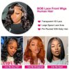 Caijuxing 13x6 Body Wave Bob Wig Human Hair 16 Inch HD Lace Frontal Bob Wigs Human Hair Free Part 180% Density Loose Wavy Bob Lace Front Wigs Human Hair for Black Women Natural Black