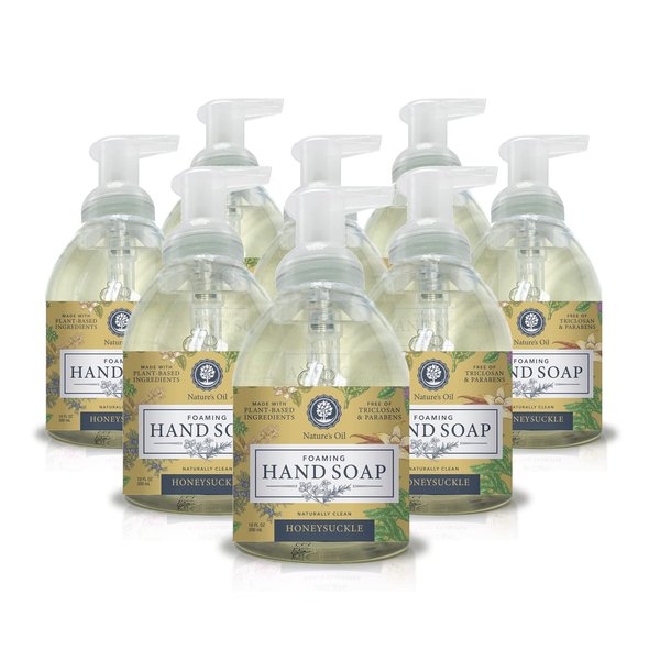 Nature's Oil Foaming Hand Soap, Honeysuckle, 10 Fluid Ounces (Case of 8)