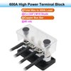 Gloaso Copper BusBar 12V 600A 4X 3/8" Posts Terminal for LiFePO4 Battery High Voltage and Current, Bus Bar Power Distribution Block 48V DC for Automotive, Marine, RVs, Solar Electrical System, Black