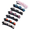 SENNI 7PCS Sparkling Crystal Stone Braided Hair Clips Hairpin Duckbill Clip with 3 Small Clips Flowers For Womens Girls Satin Fabric Hair Bands, Rhinestone Hair Clips Hair Accessories Gift (Style 6)