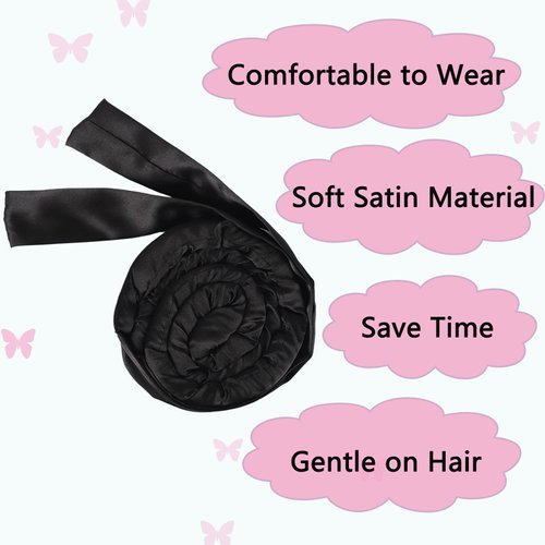 Heat Less Curling Rod Headband, No Heat Hair Curlers to Sleep in, Overnight Curls, No Heat Hair Curling Ribbon, Satin Heat Less Curling Set for Long Hair