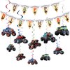 Generic Monster Truck Birthday Party Supplies,Party Decoration Including Happy Birthday Banner And Monster Truck Hanging Swilrs for Kids Party Favor