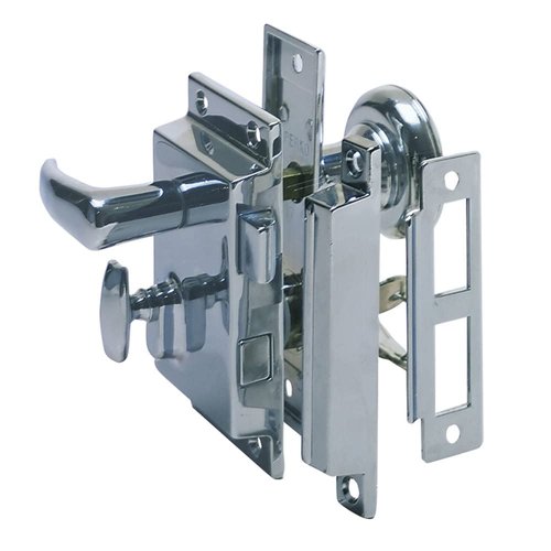 Perko 0918DP0CHR Regular-Bevel Rim Lock Set with Box Strike, Silver