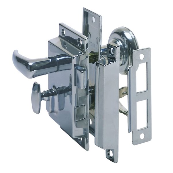Perko 0918DP0CHR Regular-Bevel Rim Lock Set with Box Strike, Silver