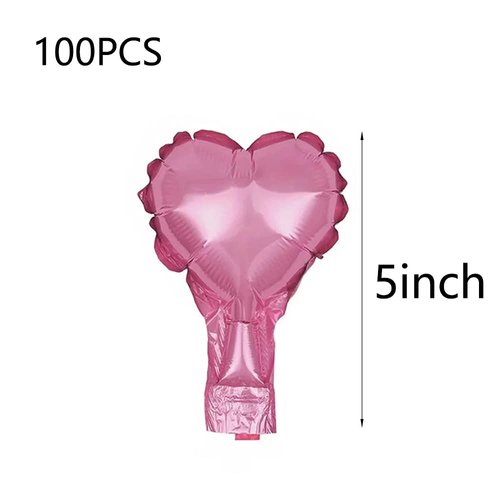 AnnoDeel 100pcs Pink Heart Foil Balloons, 5inch Mini Rose Pink Heart Mylar Balloons for Valentine's Day Wedding Engagement Proposal Girls Party Decoration