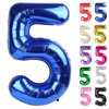 Metallic Blue Number 5 Balloon 40 Inch, 5 Balloon Number, 5th Birthday Decorations, Navy Blue Party Supplies for Boys Girls