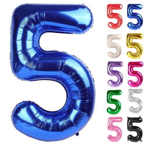 Metallic Blue Number 5 Balloon 40 Inch, 5 Balloon Number, 5th Birthday Decorations, Navy Blue Party Supplies for Boys Girls