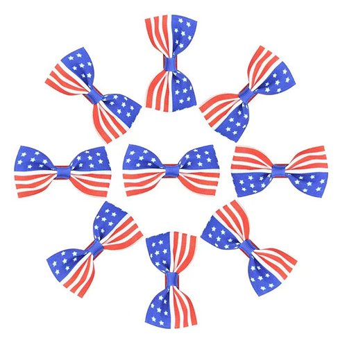GeRRiT 4th of July Hair Bow Clips 2 Pcs American Flag Hair Barrettes Independence Day Hair Accessories Patriotic Hair Bow Hairpins Alligator Clips for Girls Women, Blue