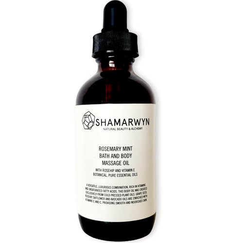 Rosemary Mint Body Oil | Natural Organic Bath & Massage Moisturizer with Rosehip & Vitamin E | 4oz