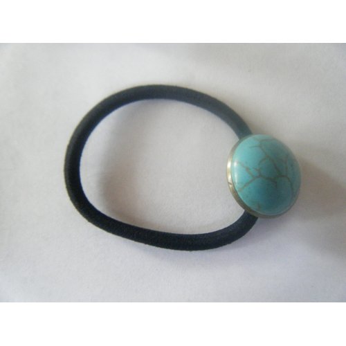 Hair Tie, Genuine Gemstone 20mm Turquoise Magnesite Cabochon Hair Tie with Elastic +Gift Bag
