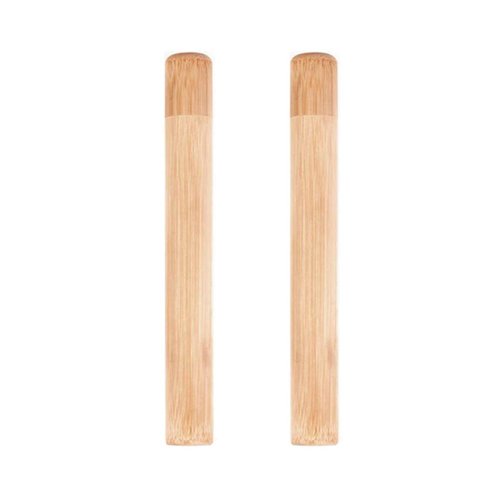 2 Pcs Eco-friendly Healthy Natural Bamboo Toothbrush Storage Empty Portable Reusable Toothbrush Container Holder Personal Cleaning Tools Case Tube for Travel Trip