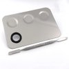 Miamay 6 by 4 Inches Makeup Palette Stainless Steel 3-dents Nail-art Cosmetic Artist Mixing Palette with 6 Inches Spatula Tool