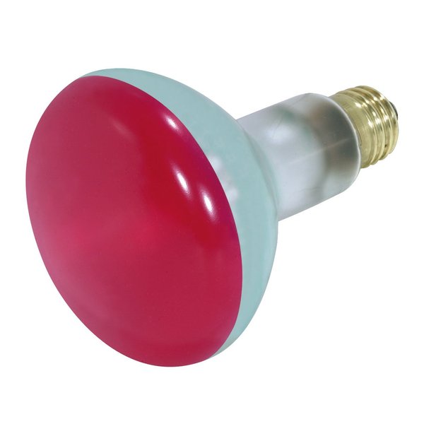 Satco S3240 75 Watt BR30 Incandescent 130 Volt Medium Base Light Bulb, Red
