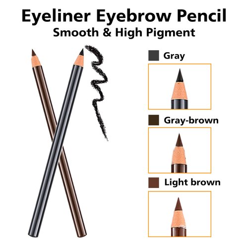 POZILAN - 6 PCS Eyebrow Eyeliner Pencils, Waterproof Eye Brow Pencil, Soft Textured, Easy to Color, Long Lasting, Deeply Pigmented, 0.05Oz (Light Tea,Brown, Gray)
