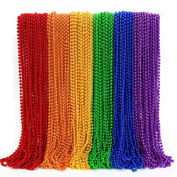 Pride Beads Stuff, Pride Necklace Accessories,100PCS 6 Kinds of LGBTQ Metallic Beads Necklace Bulk, Gay Lesbian Pride Necklace for Women Men, Costumes Decor for Pride Month Parade Throws Party Favors