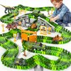 MSKOLER 144 Pieces Dinosaur Toys Car Race Tracks Sets for Kids 3 4 5 6 7 8 Years Old - Flexible Tracks Playset with Kids Dinosaur, Electronic Toy Cars for Boys, Birthday Gifts for Toys Toddlers 3-5