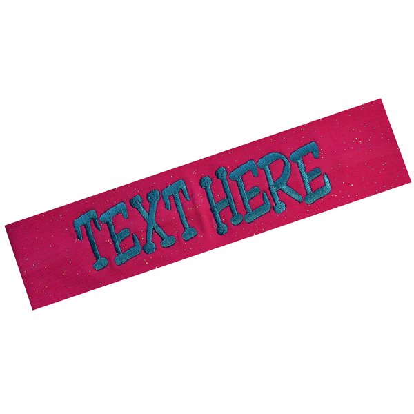 Funny Girl Designs Personalized CUSTOM GLITTER Cotton Stretch Headband Embroidered With YOUR TEXT (2 INCH WIDE HEADBAND, HOT PINK)