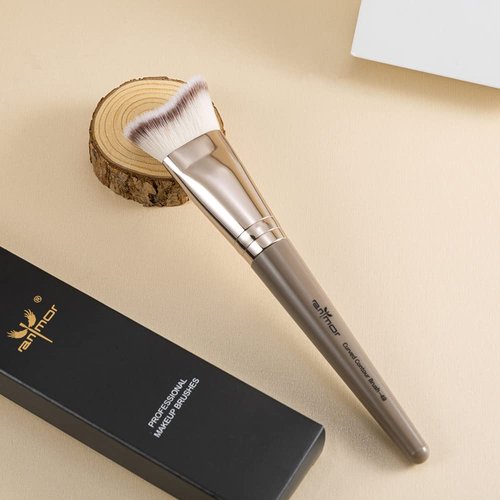 Anmor Contour Brush, Premium Contour Blush Bronzer Face Makeup Brush, Perfect For Cheek Forehead Jaw Nose Blending Deepening Contouring Polishing, Suitable For Powder Liquid Cream (Curved Contour Brush #0112-49)