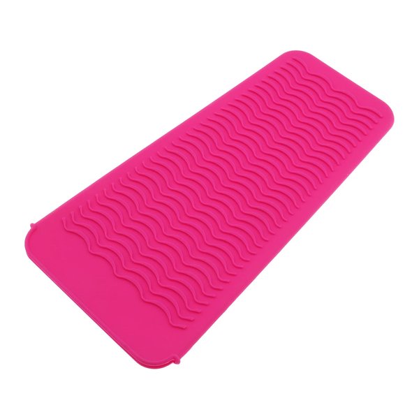 Create idea Heat-Resistant Silicone Mat Pouch for Hair Straightener Curler Wand Flat Iron Hot Hair Tools Portable Styling Mat Salon Tools Supplies Pink 28.6x14.2cm