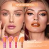 Hulyfw 4Pcs Hydrating Lip Glow Oil,Moisturizing Lip Oil Big Brush Head Long Lasting Hydrating Shimmery Transparent,Glass Lip Glow Oil Nourishing Repairing & Non-sticky Lip Gloss Makeup Set B