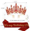 CHANACO Birthday Crown Tiaras for Women Its My Birthday Sash Red Crystal Birthday Tiara Rhinestone Birthday Headband Princess Crown for Girls Hair Accessories Happy Birthday Party Decorations