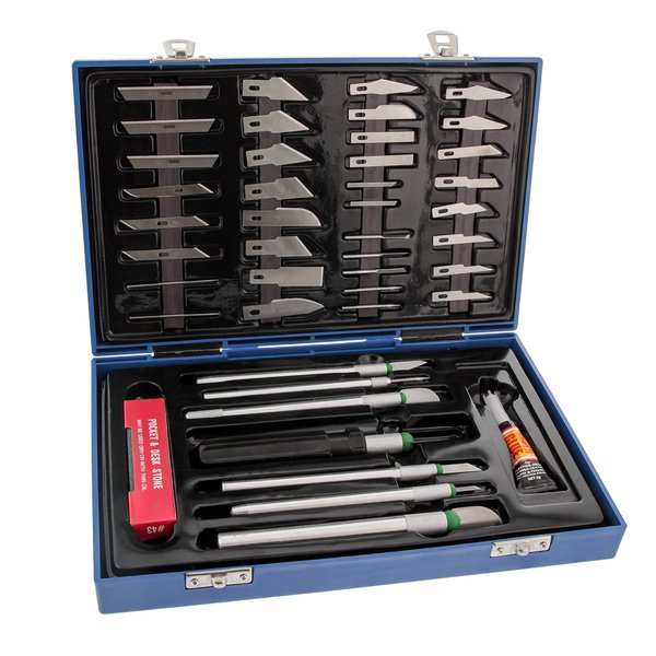 TCP Global® Deluxe Cutting Knife SET with Case Similar to Exacto - 56 Piece Precision Hobby Knife Set