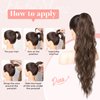 FLUFYMOOZ Ponytail Extension, Flexible Wrap Around Ponytail Extension Long Wavy Curly Ponytail Hair Extensions Natural pony tail Synthetic Hairpiece for Women 32 Inch (Cool Blonde)